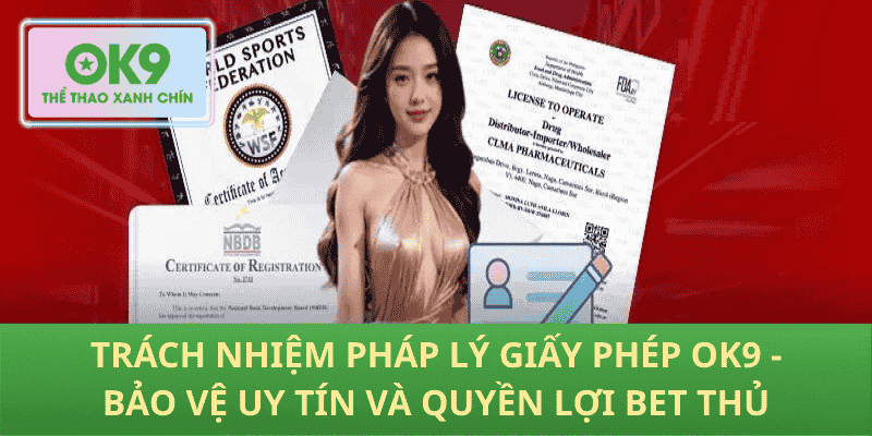 Trách nhiệm pháp lý giấy phép OK9 - Bảo vệ uy tín và quyền lợi bet thủ